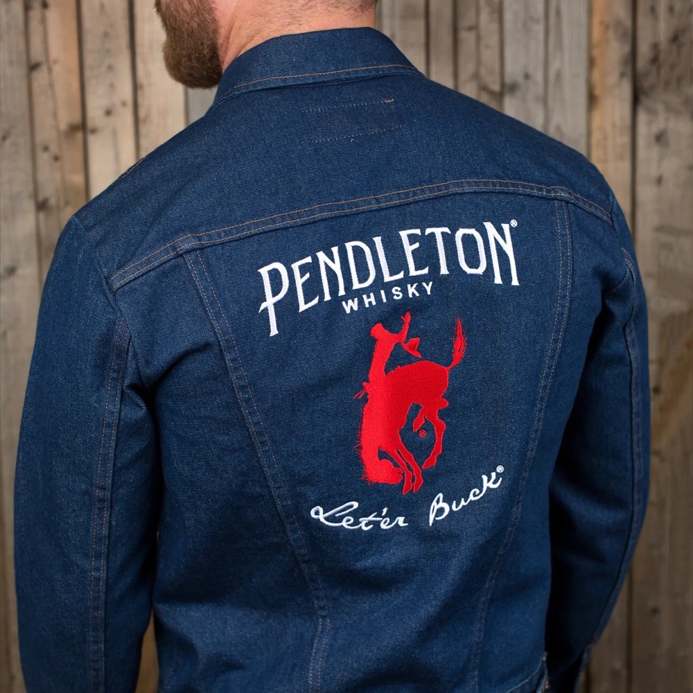 Mens Wrangler PENDLETON Whisky Denim Jean Jacket Size XL